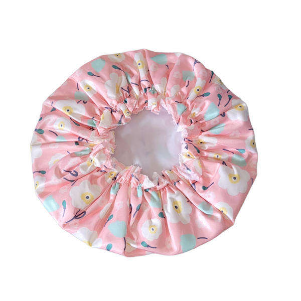 Pink Floral Bath Shower Cap