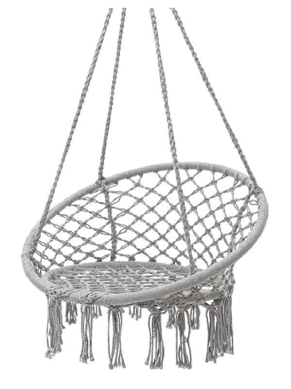Grey Hanging Cotton Hammock Chair