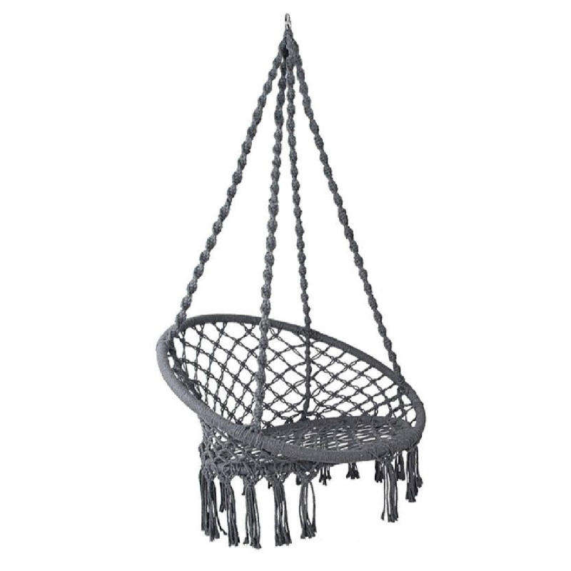 Grey Hanging Cotton Hammock Chair