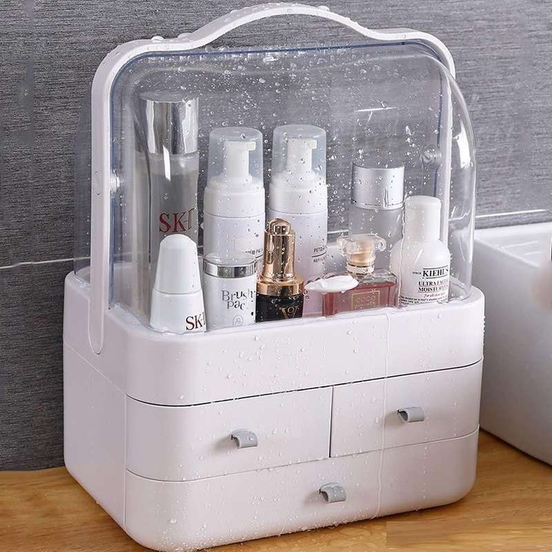 Makeup Cosmetic Storage Box with Lid Cover Portable Organizer