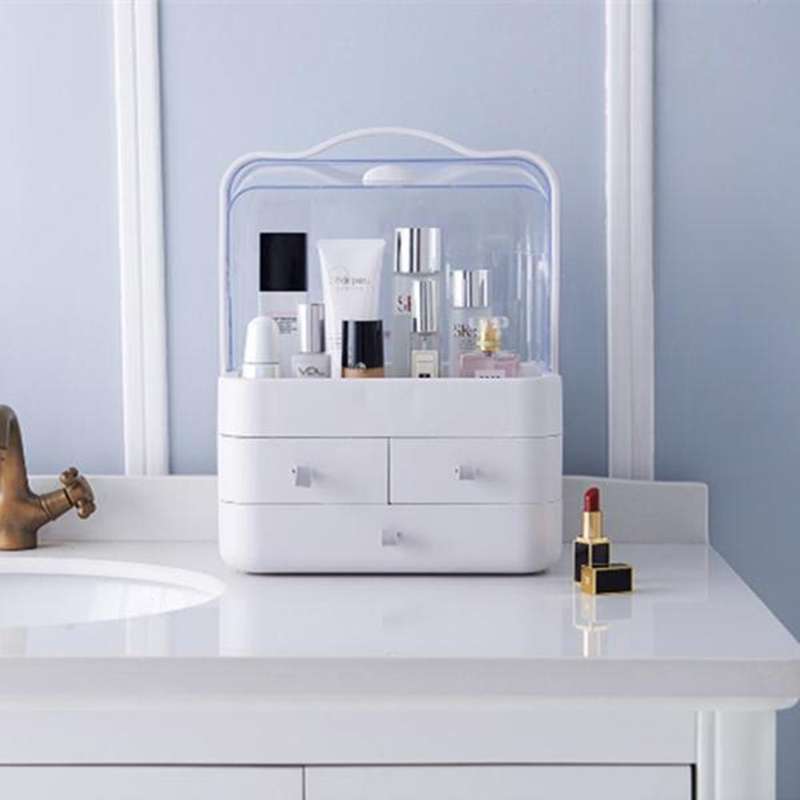 Makeup Cosmetic Storage Box with Lid Cover Portable Organizer