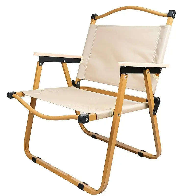 Outdoor Folding Portable Camping Chair - Wooden Armrest