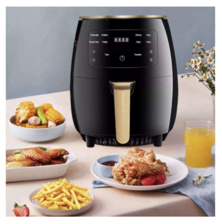 6 L Black Air Deep Fryer - Smart Touch Screen Large Capacity Electric Oven