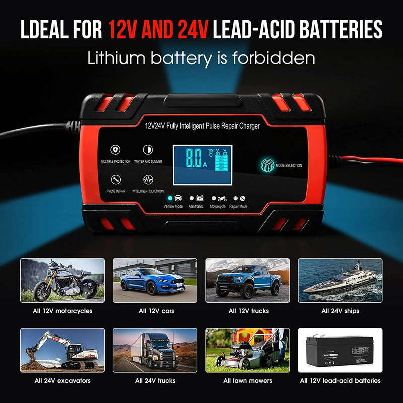 Pulse Repair Intelligent Battery Charger-12V/24V 8A