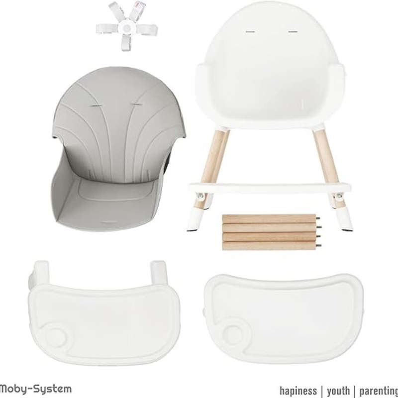 Baby Feeding High Chair 2-in-1 with Removable Tray & Wooden Legs