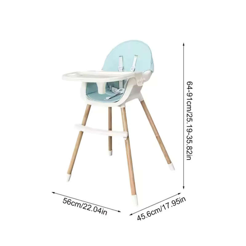 Baby Feeding High Chair 2-in-1 with Removable Tray & Wooden Legs