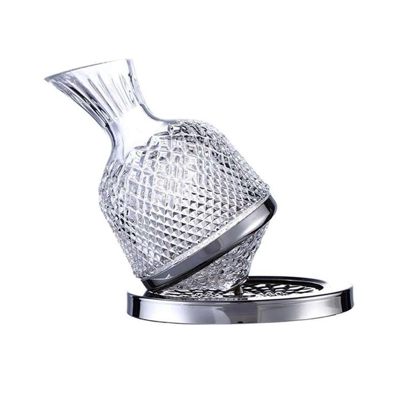 Luxury 1500ml Crystal Glass 360 Rotating Tumbler Wine Decanter