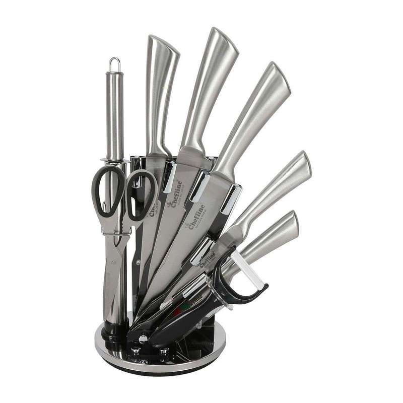 9 Piece Stainless Steel Knife Set with Stand- 211014