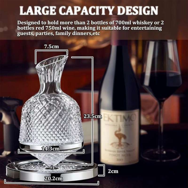 1500ML Crystal Glass 360 Rotation Decanter Wine Carafe Aerator