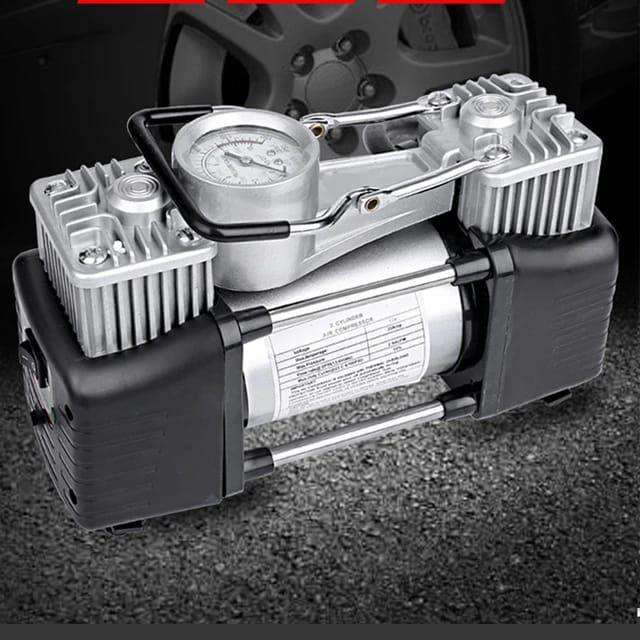 Portable Tire Inflator Heavy Duty Double Cylinder Car Air Compressor Pump