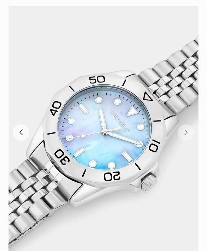 Tempo silver plated white mother of pearl dail bracelet watch (Fathersday gift *FREE DELIVERY* )