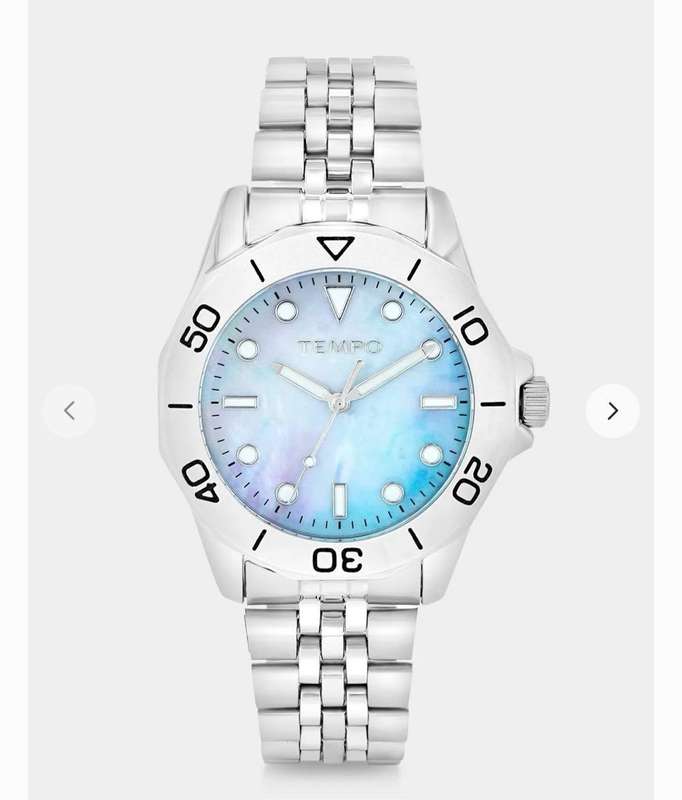 Tempo silver plated white mother of pearl dail bracelet watch (Fathersday gift *FREE DELIVERY* )