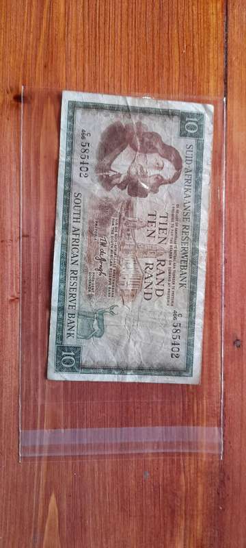 South African TW de Jongh R10 Banknote.