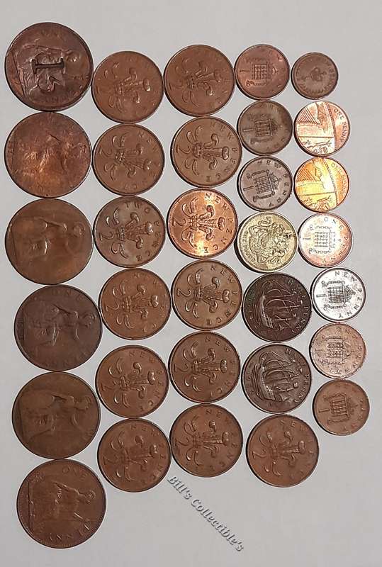British Penny and Pence 32 Coins Mix Lot .