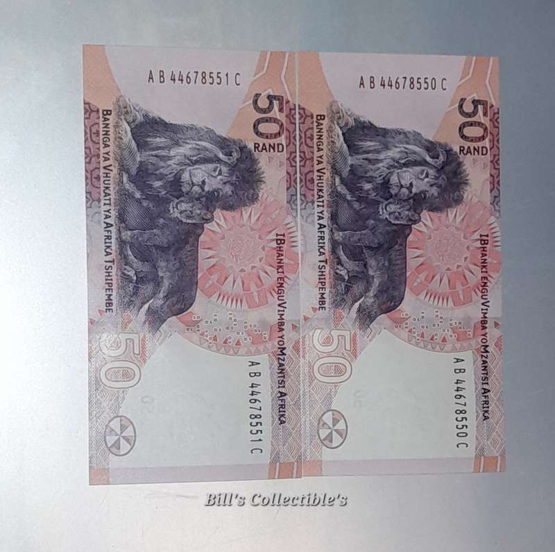 Uncirculated R50 Notes in Sequence. 1 Bid Takes All .