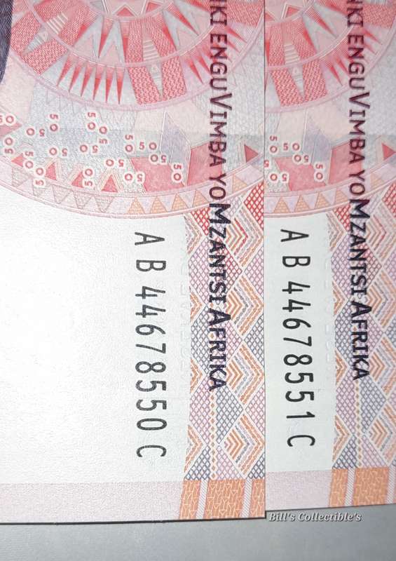 Uncirculated R50 Notes in Sequence. 1 Bid Takes All .