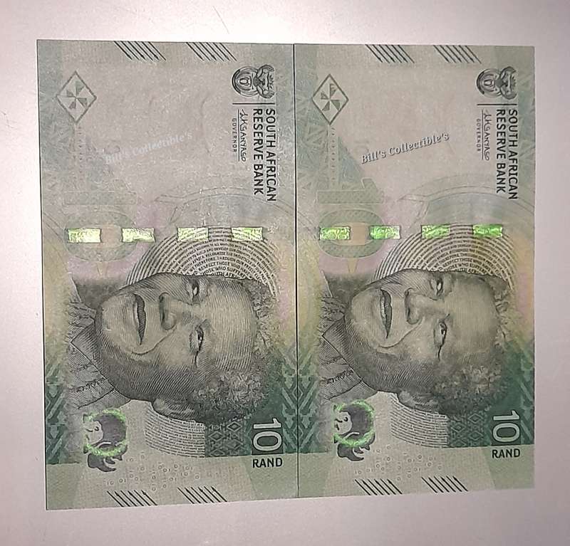Uncirculated South African R10 Notes in Sequence