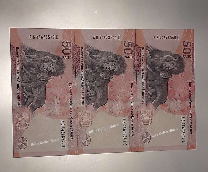 Uncirculated R50 Notes in Sequence. 1 Bid Takes All