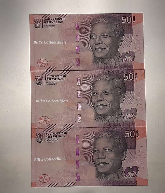 Uncirculated R50 Notes in Sequence. 1 Bid Takes All