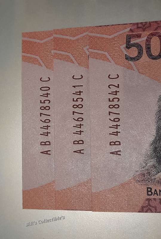 Uncirculated R50 Notes in Sequence. 1 Bid Takes All
