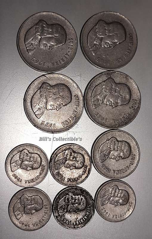 1965 South African 20cent,10cent,5cent ENG/AFR 1 BID TAKES ALL