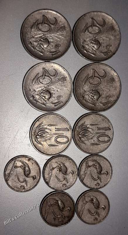1965 South African 20cent,10cent,5cent ENG/AFR 1 BID TAKES ALL