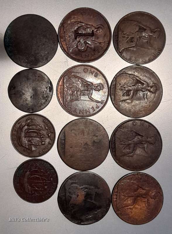 12 COINS British Penny Lot . Oldest Coin 1873 . 1 BID Takes All