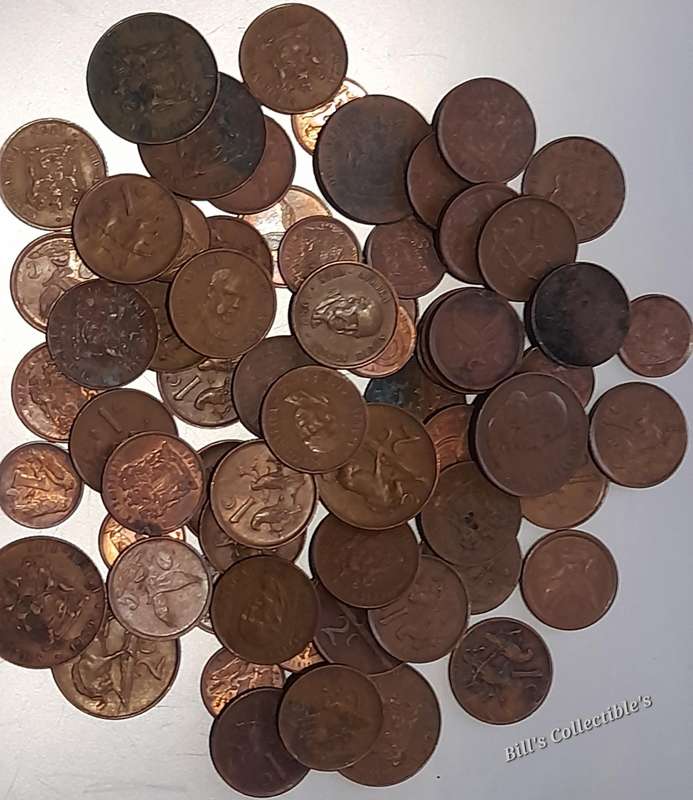 67 COINS South African 1cent and 2cent Lot . 1 bid Takes All.