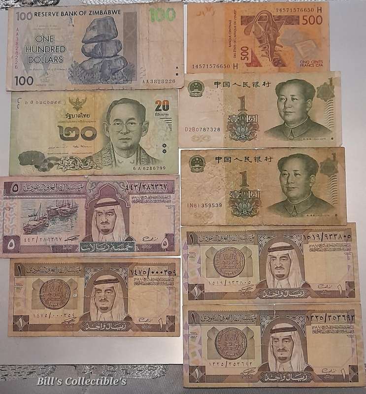 9 Bank Notes . World Mix Lot .1 BID Takes All .