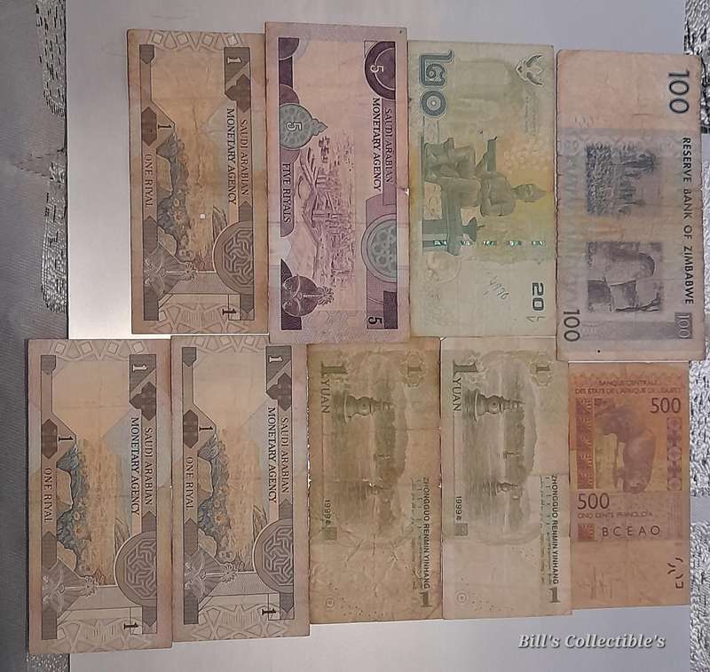 9 Bank Notes . World Mix Lot .1 BID Takes All .