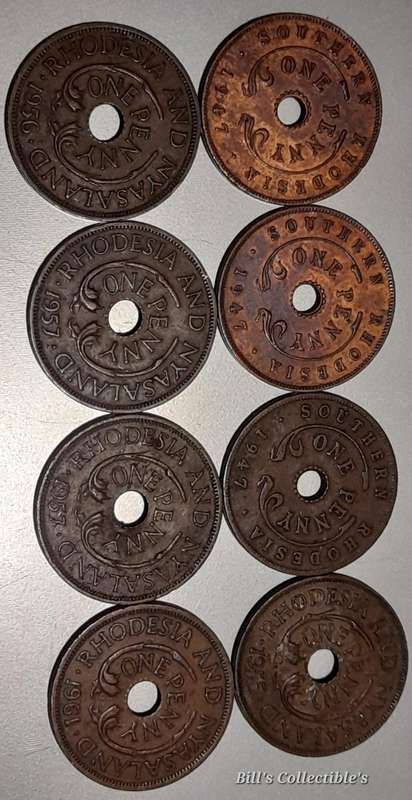 Southern Rhodesia , Rhodesia & Nyasaland Penny Lot. 1 Bid Takes All .