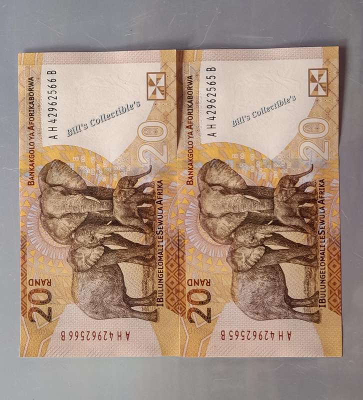 A/UNC South African R20 Notes in Sequence. 1 BID Takes All