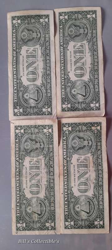 American Dollar Notes X4 1 Dollar Bill's . 1 BID Takes All .