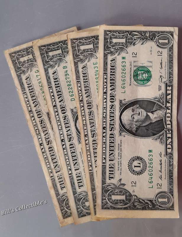 American Dollar Notes X4 1 Dollar Bill's . 1 BID Takes All .