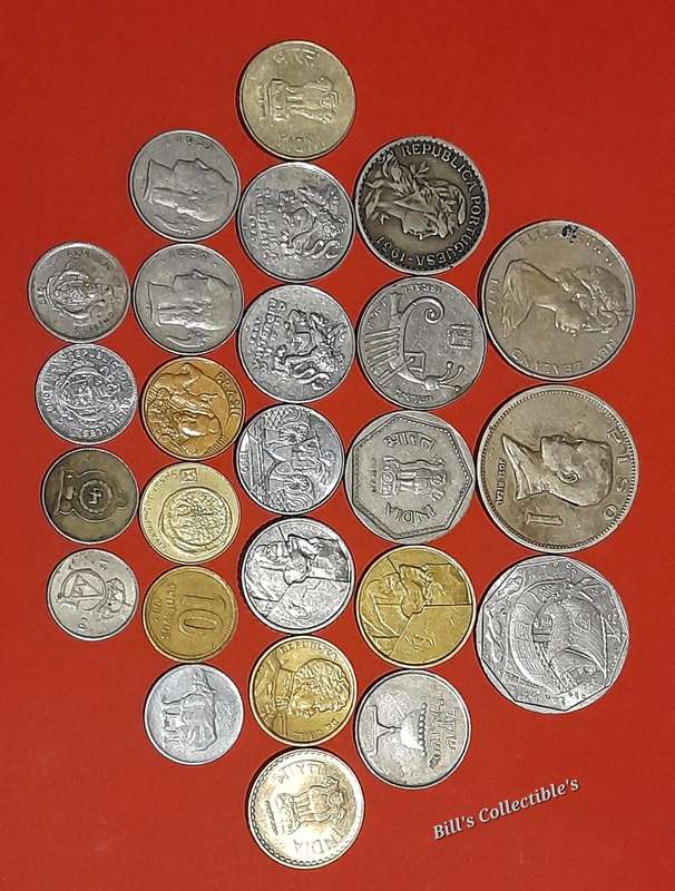 25 INTERNATIONAL COINS. 1 BID TAKES ALL.