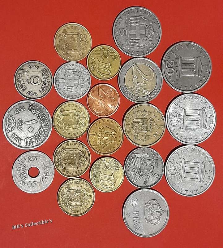 20 INTERNATIONAL COINS . 1 BID TAKES ALL .