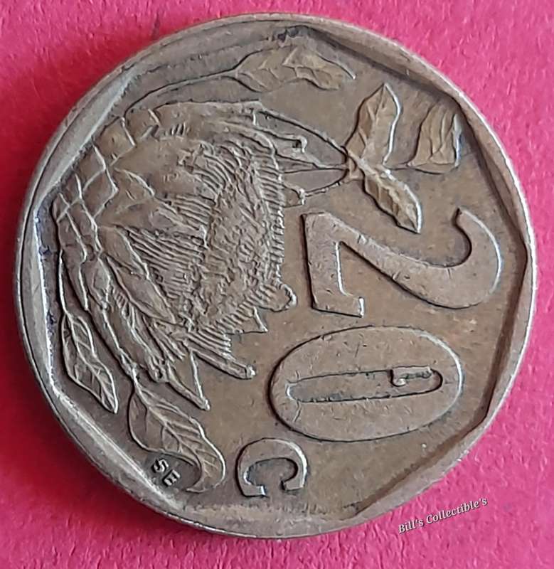 25 COINS South African 50,20 & 10 Cents Lot from the 90's . 1 bid Takes All. 1 error 20cent