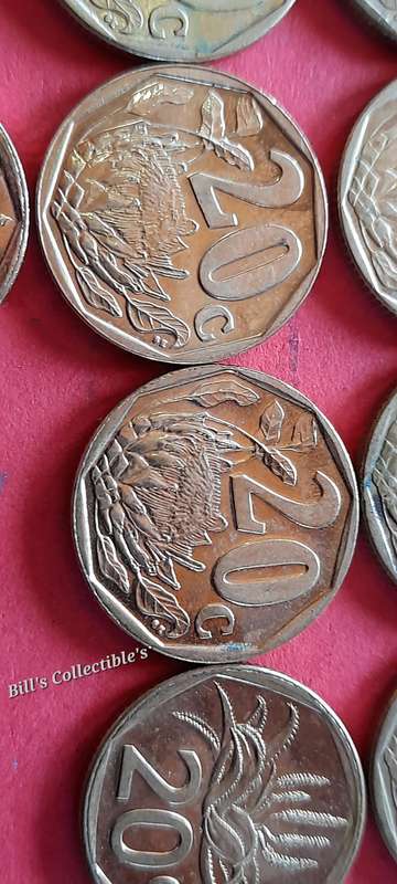 21 COIN South Africa 20Cent lot . 1 BID Takes All . 2002 onwards .