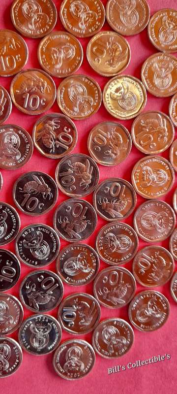 50 AU South African 10 Cent Coins 2023 & 2024 . 1 bid Takes All.