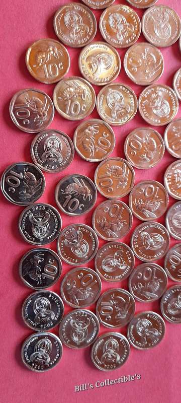 50 AU South African 10 Cent Coins 2023 & 2024 . 1 bid Takes All.
