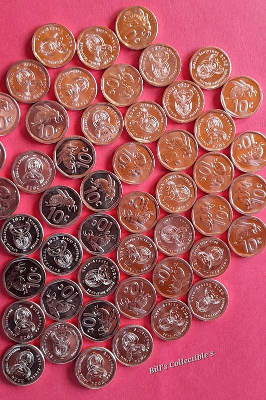 50 AU South African 10 Cent Coins 2023 & 2024 . 1 bid Takes All.