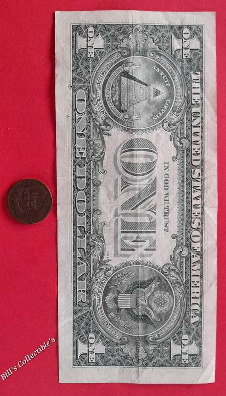 1969 1 Dollar Note & 1905 Indian Head 1 Cent Coin . 1 BID Takes All