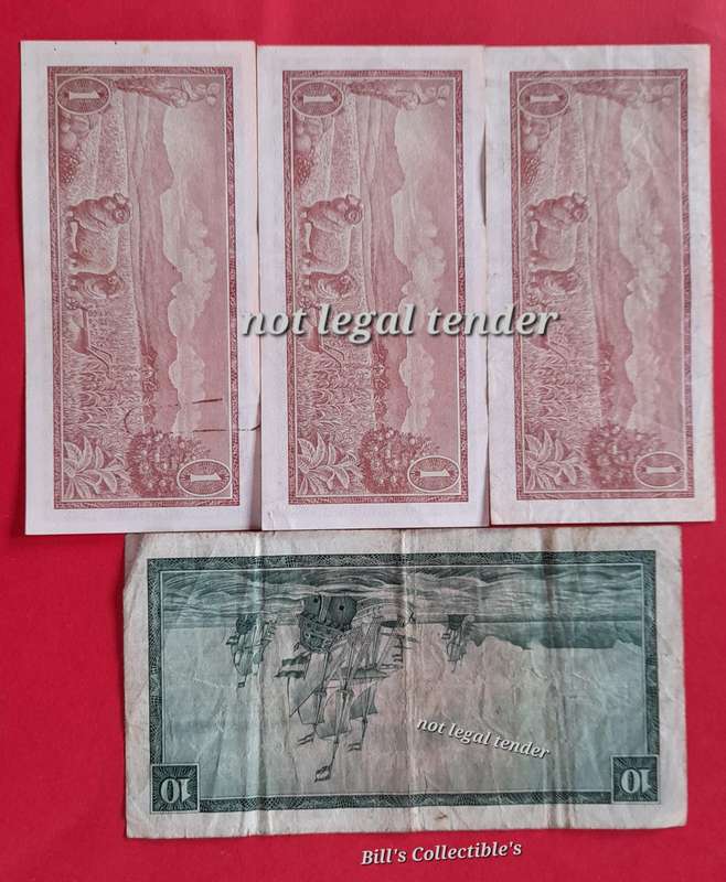 T.W De Jongh R1 Banknotes in Sequence and R10 Banknote . 1 BID Takes All.