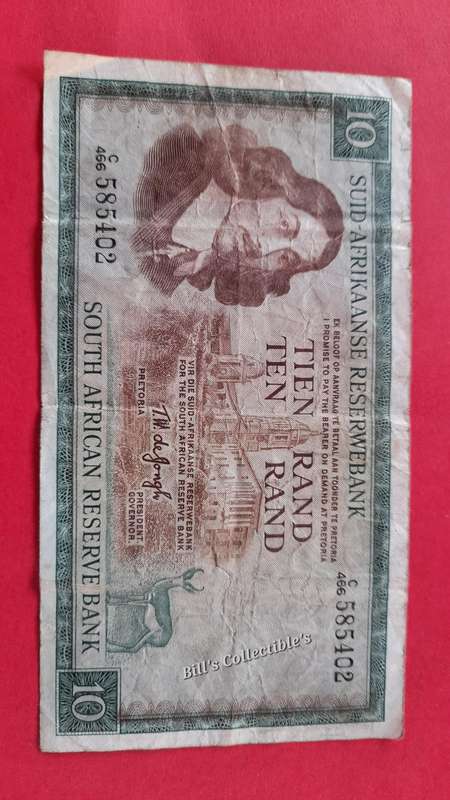 T.W De Jongh R1 Banknotes in Sequence and R10 Banknote . 1 BID Takes All.