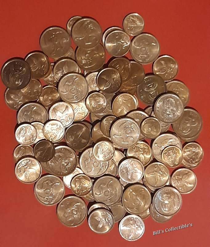 100 AU COINS South African 1Cent , 2Cent & 5Cent lot . 1 BID Takes All.
