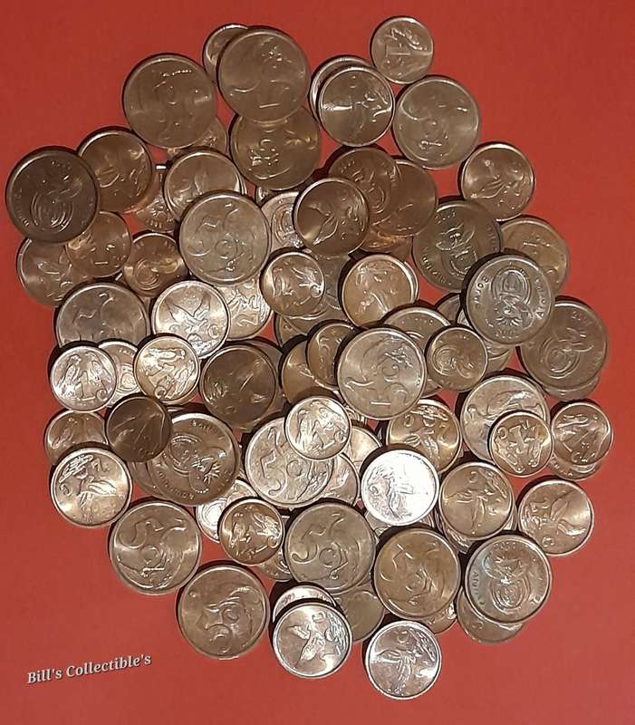 100 AU COINS South African 1Cent , 2Cent & 5Cent lot . 1 BID Takes All.