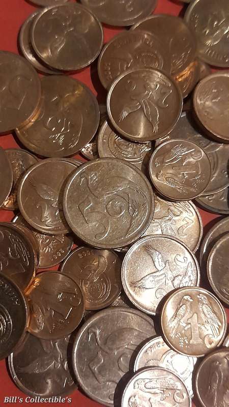100 AU COINS South African 1Cent , 2Cent & 5Cent lot . 1 BID Takes All.