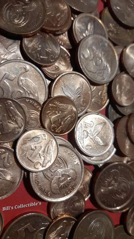 100 AU COINS South African 1Cent , 2Cent & 5Cent lot . 1 BID Takes All.