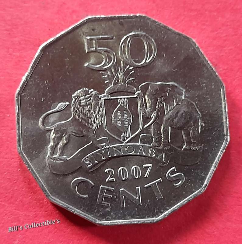 AU 2007 Swaziland 50Cent Coin .