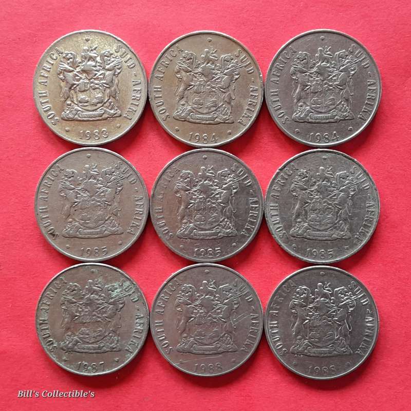 South African 50cent Coins . 1 bid Takes All.